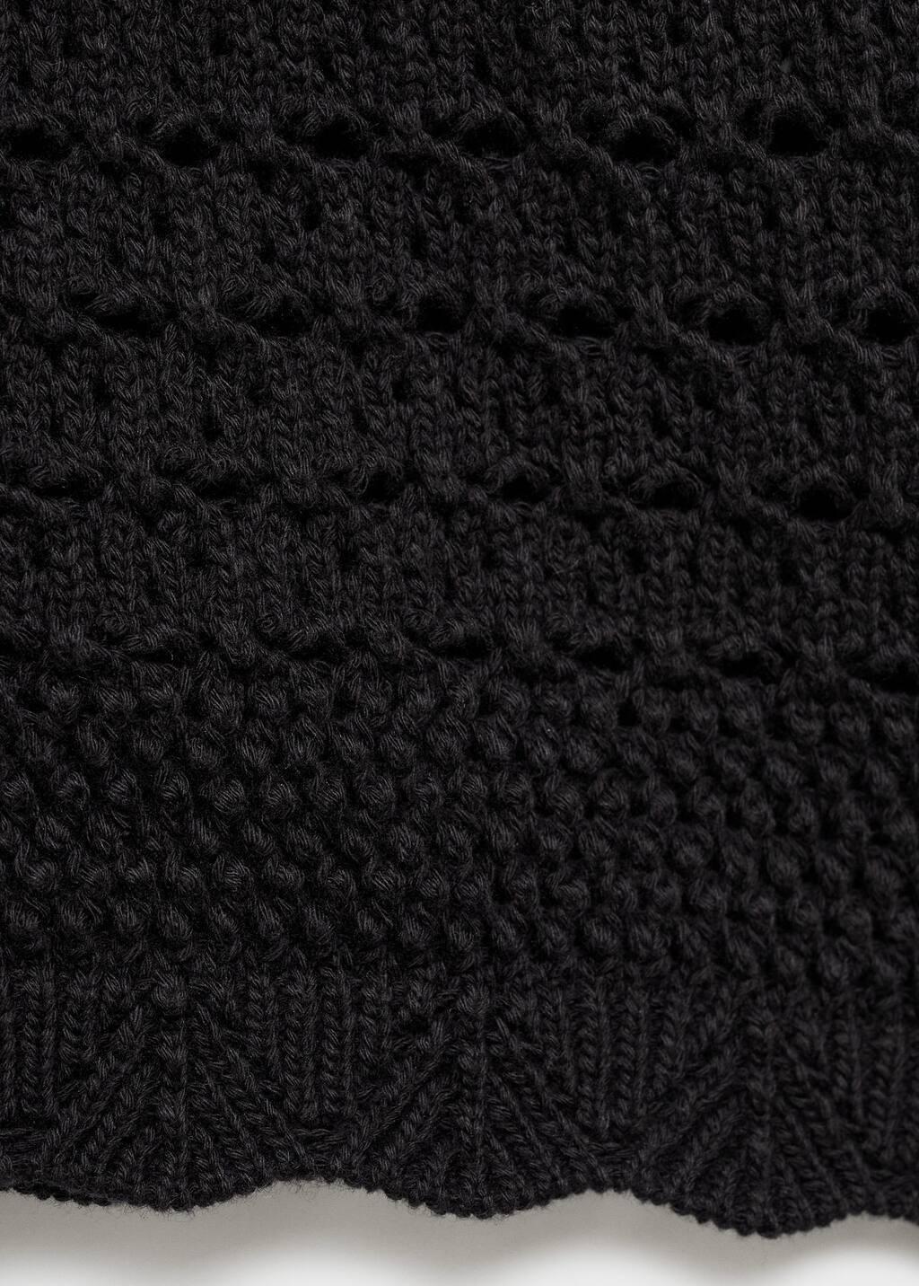 BLACK Short-sleeved crochet cardigan, Black, medium