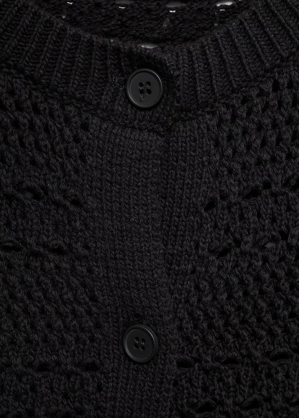 Black Short-Sleeved Crochet Cardigan, , large image number 5