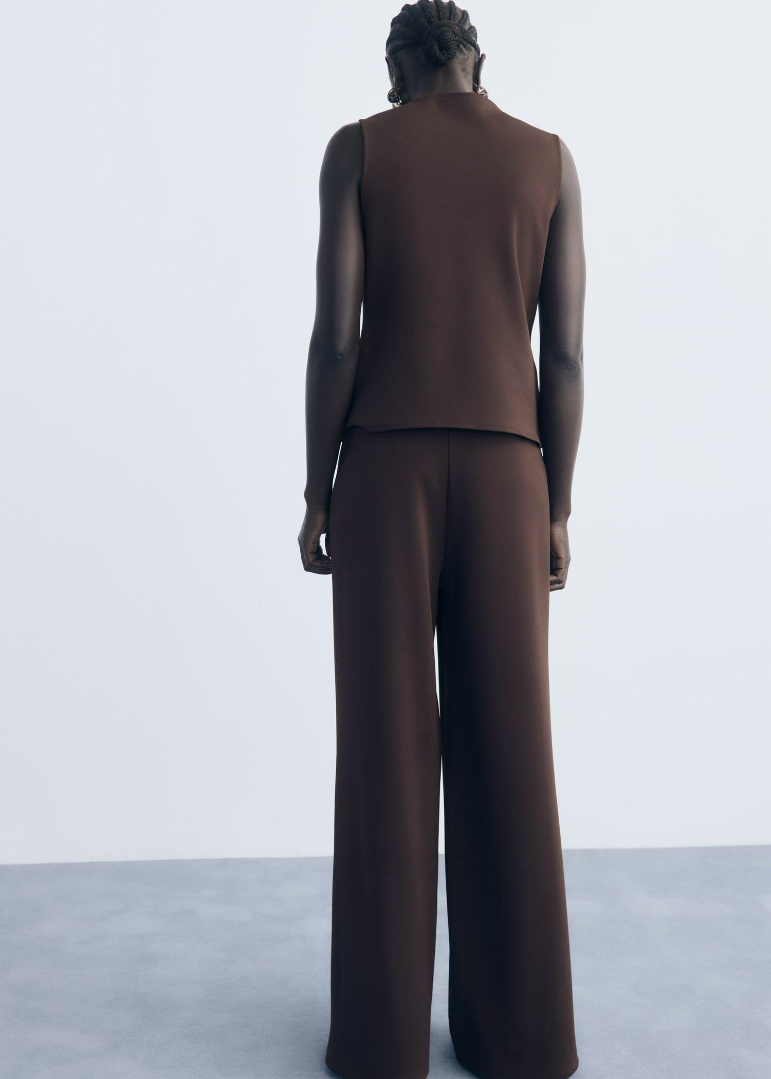 Brown Straight-Fit Trousers With Elastic Waist, Brown, large image number 6