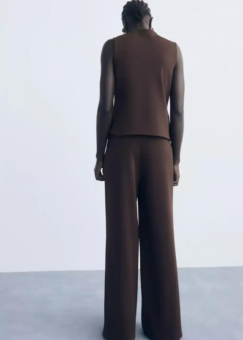 Brown Straight-Fit Trousers With Elastic Waist, Brown, large image number 10
