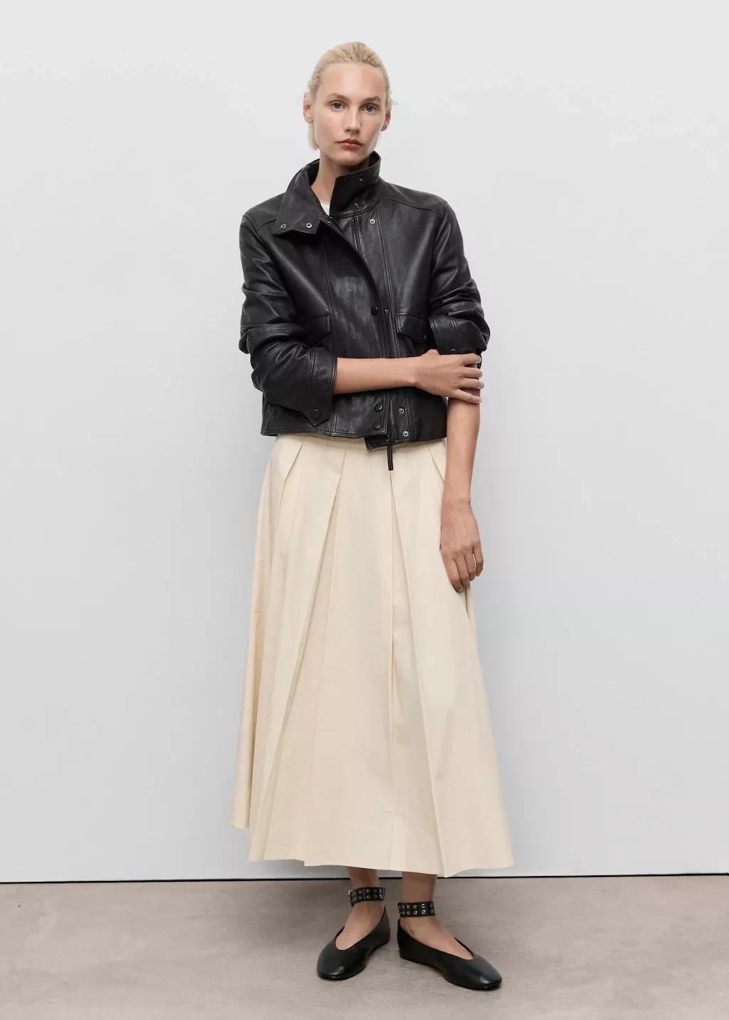 Beige Pleated Midi-Skirt, , large image number 2
