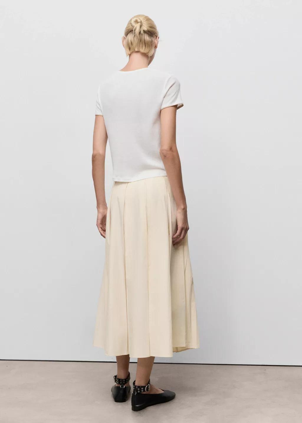 Beige Pleated Midi-Skirt, , large image number 3