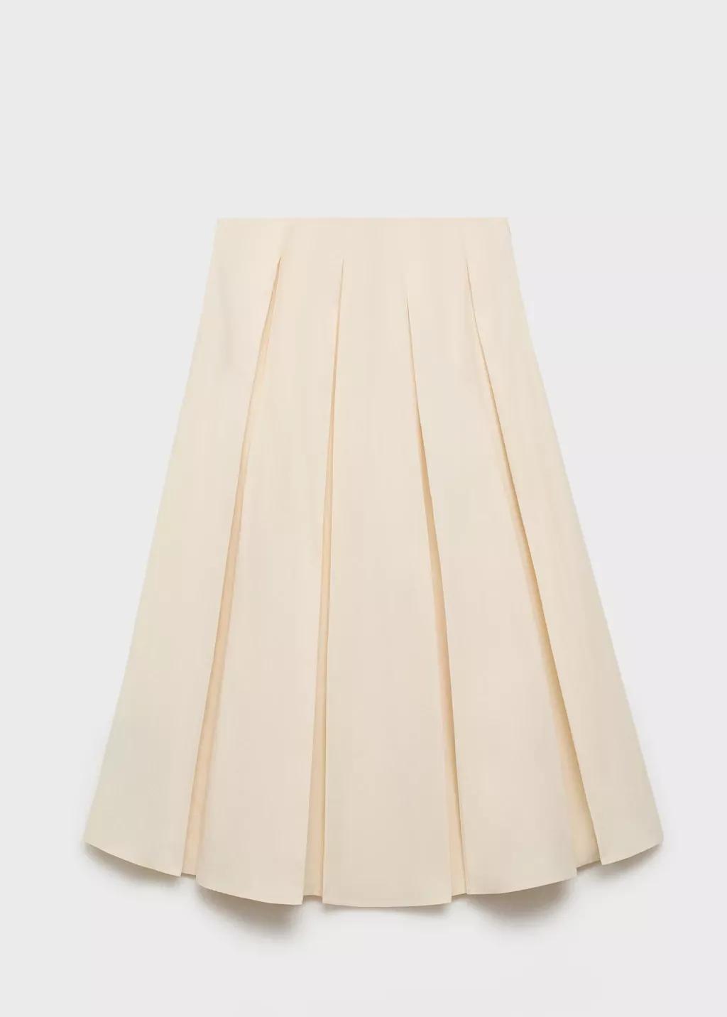 Beige Pleated Midi-Skirt, , large image number 8