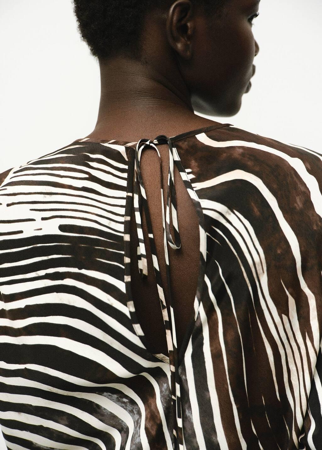 Black Zebra Print Blouse, Black, large image number 1