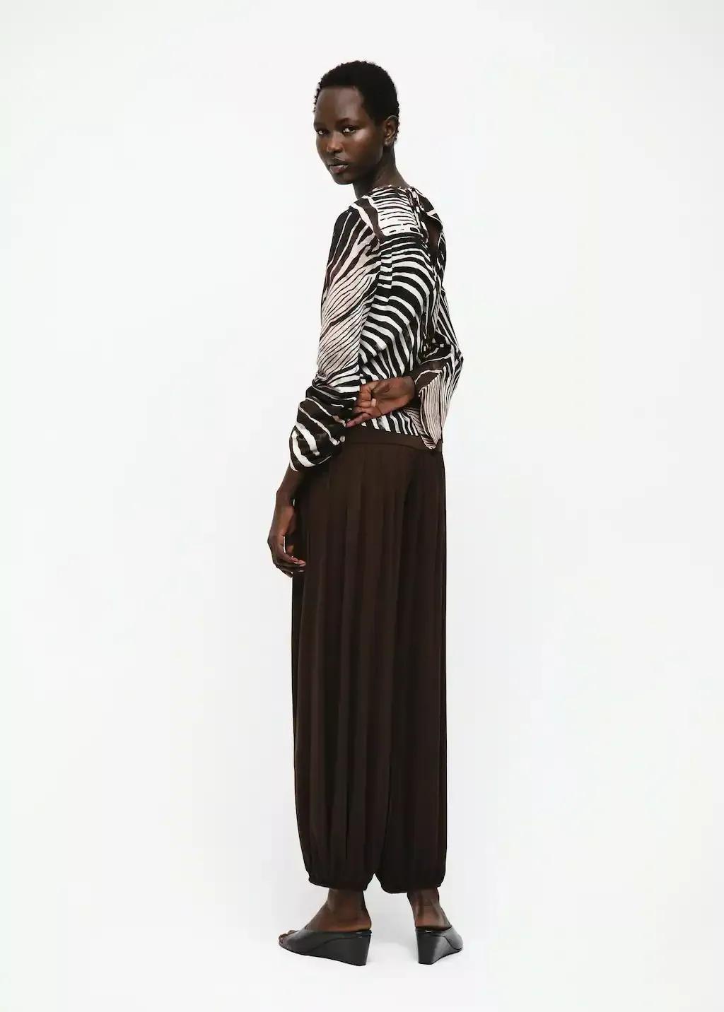 Black Zebra Print Blouse, Black, large image number 2