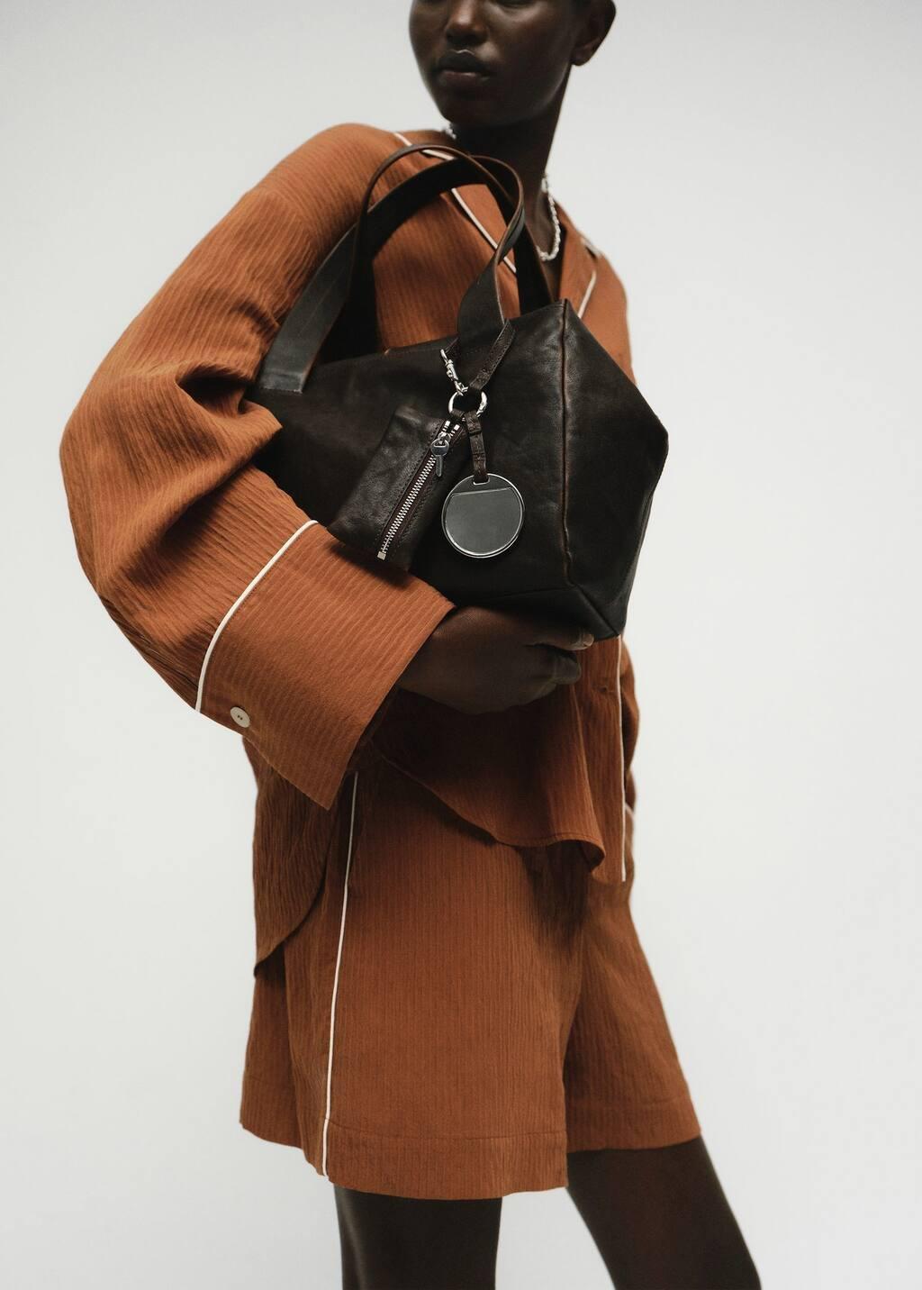 Brown Textured Shirt With Contrasting Trim, Brown, large image number 1