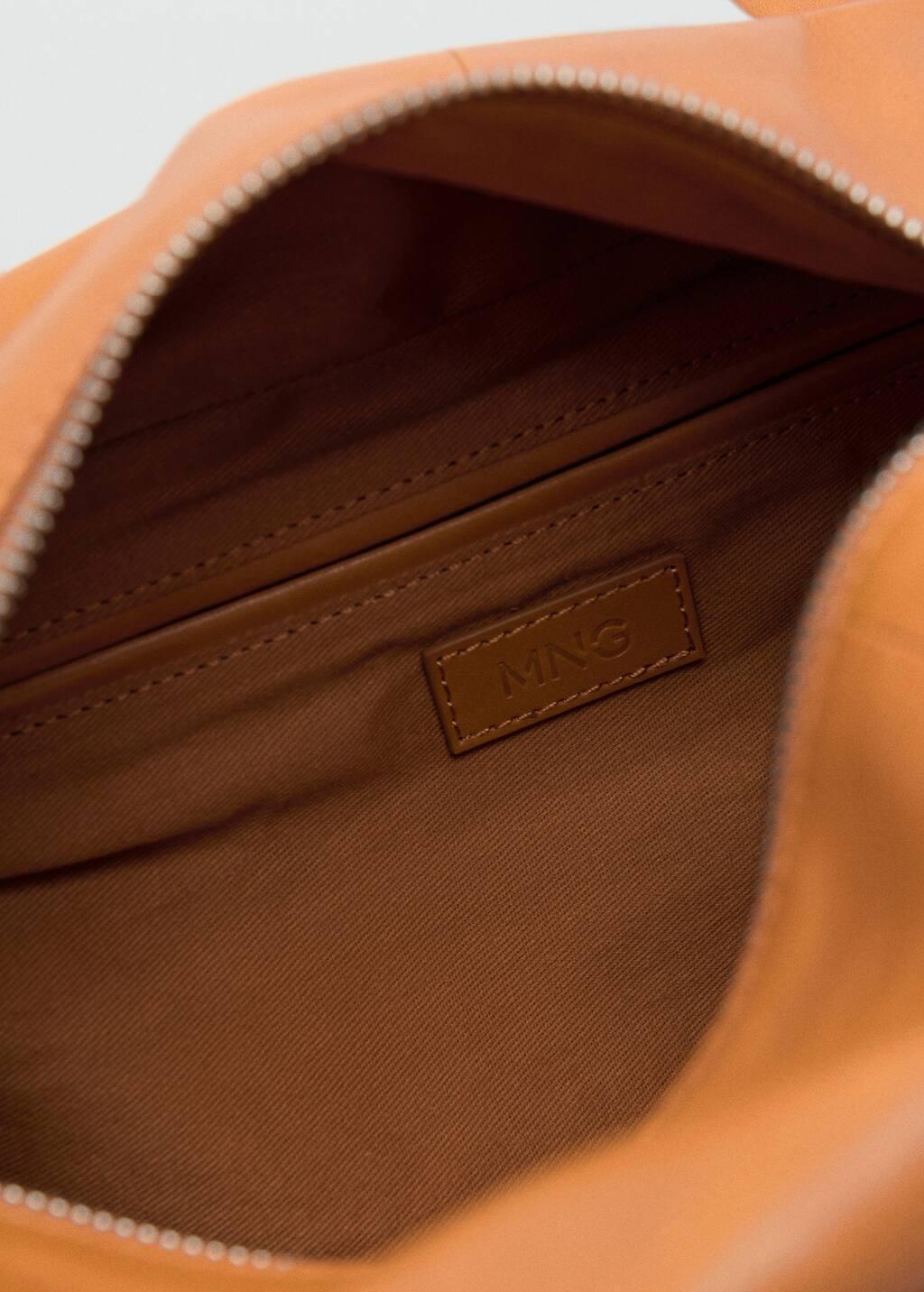 Brown Leather Shoulder Bag With Charms, Dark Brown, large image number 4
