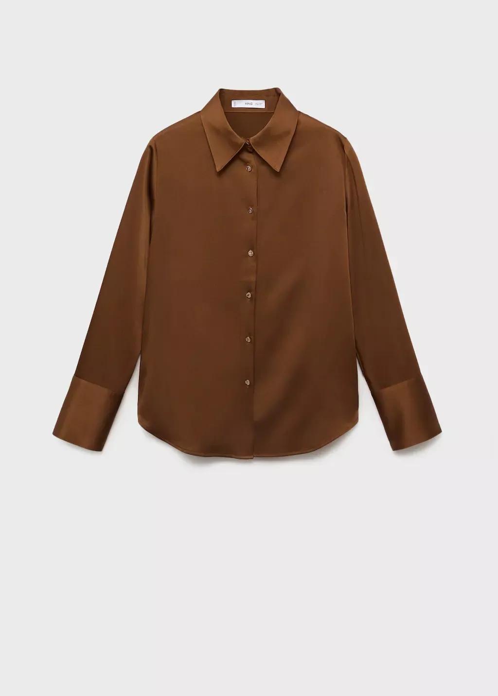 Yellow Satin Finish Flowy Shirt, , large image number 0