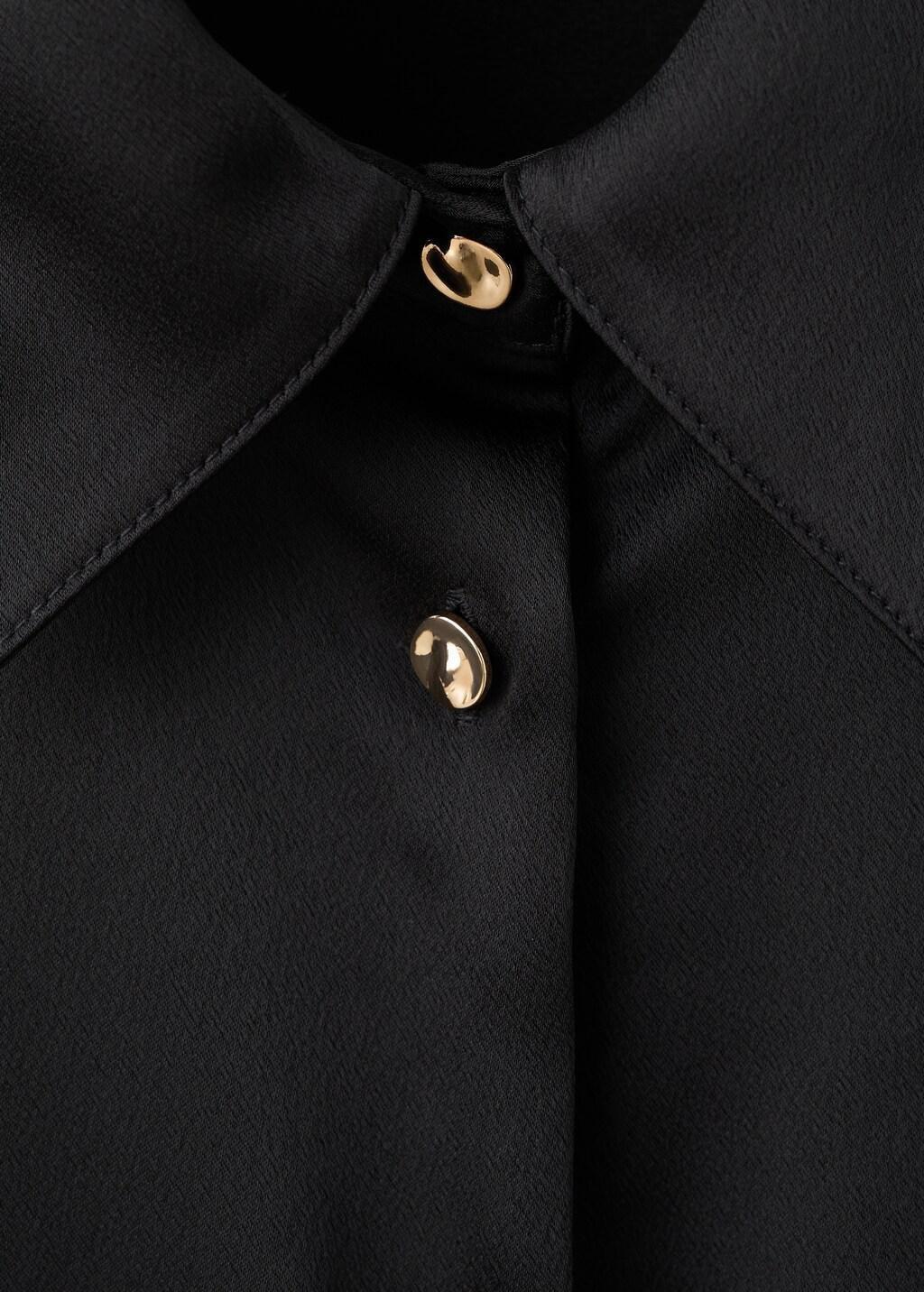 Black Satin Finish Flowy Shirt, Black, medium