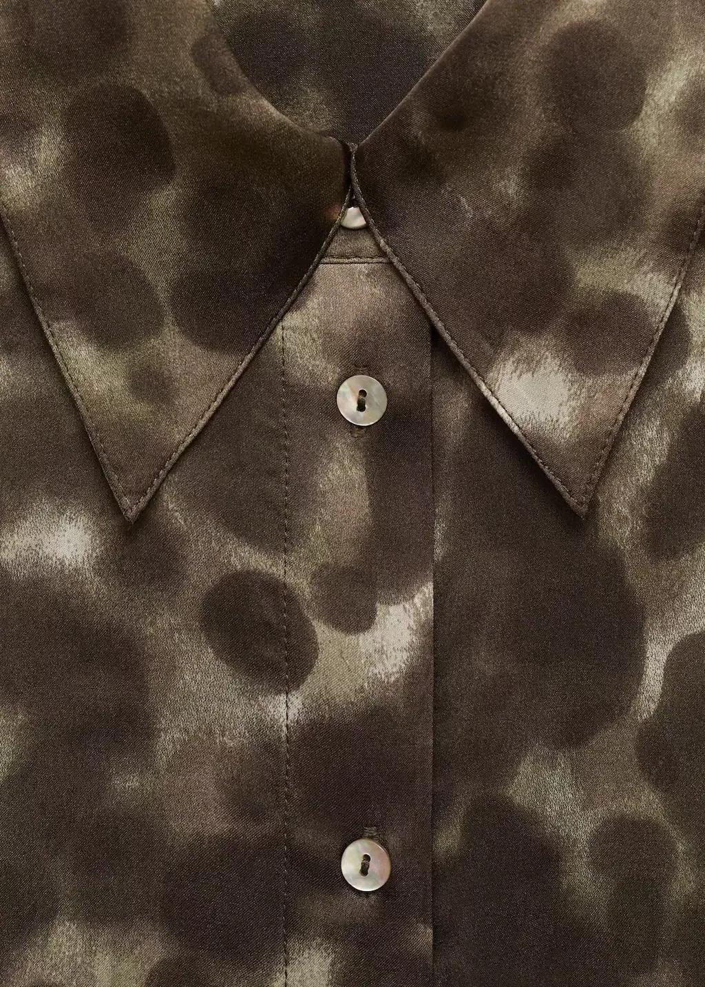 Brown Satin Print Shirt, Brown, large image number 1