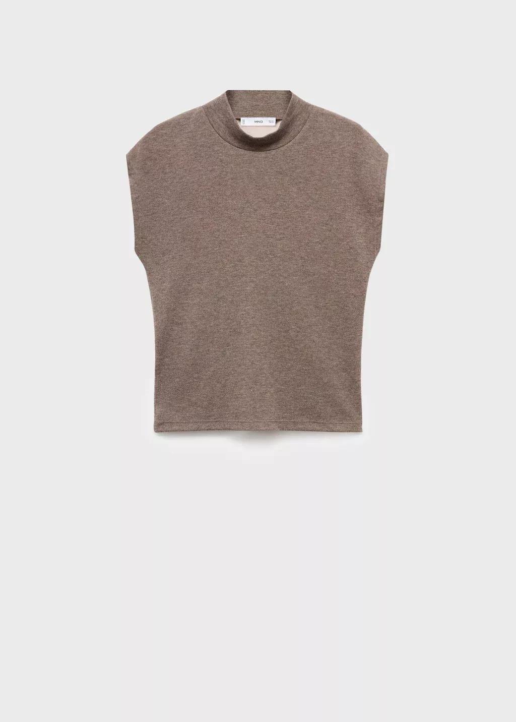 Brown High Collar T-Shirt, , medium