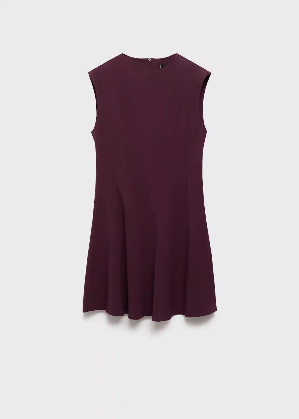 Red A-Line Dress With Seams, Dark Red, medium