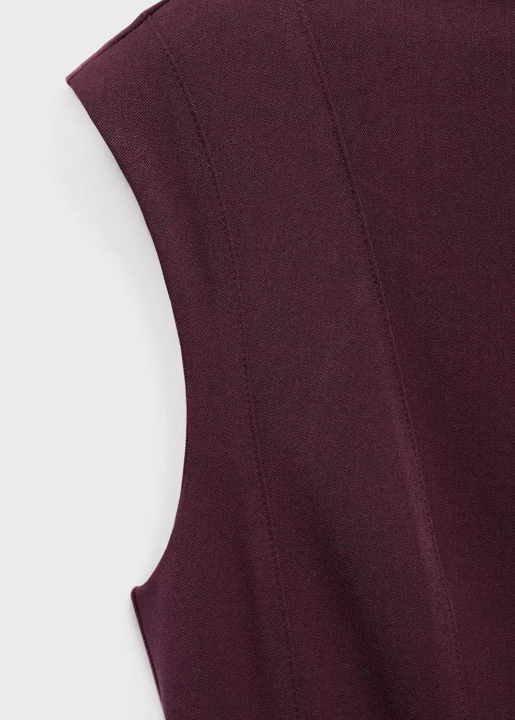 Red A-Line Dress With Seams, Dark Red, large image number 1