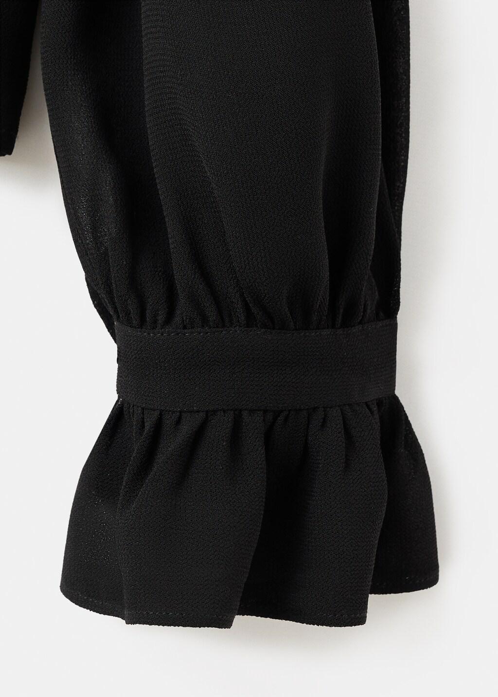 BLACK Ruffled blouse with scarf, Black, large image number 4