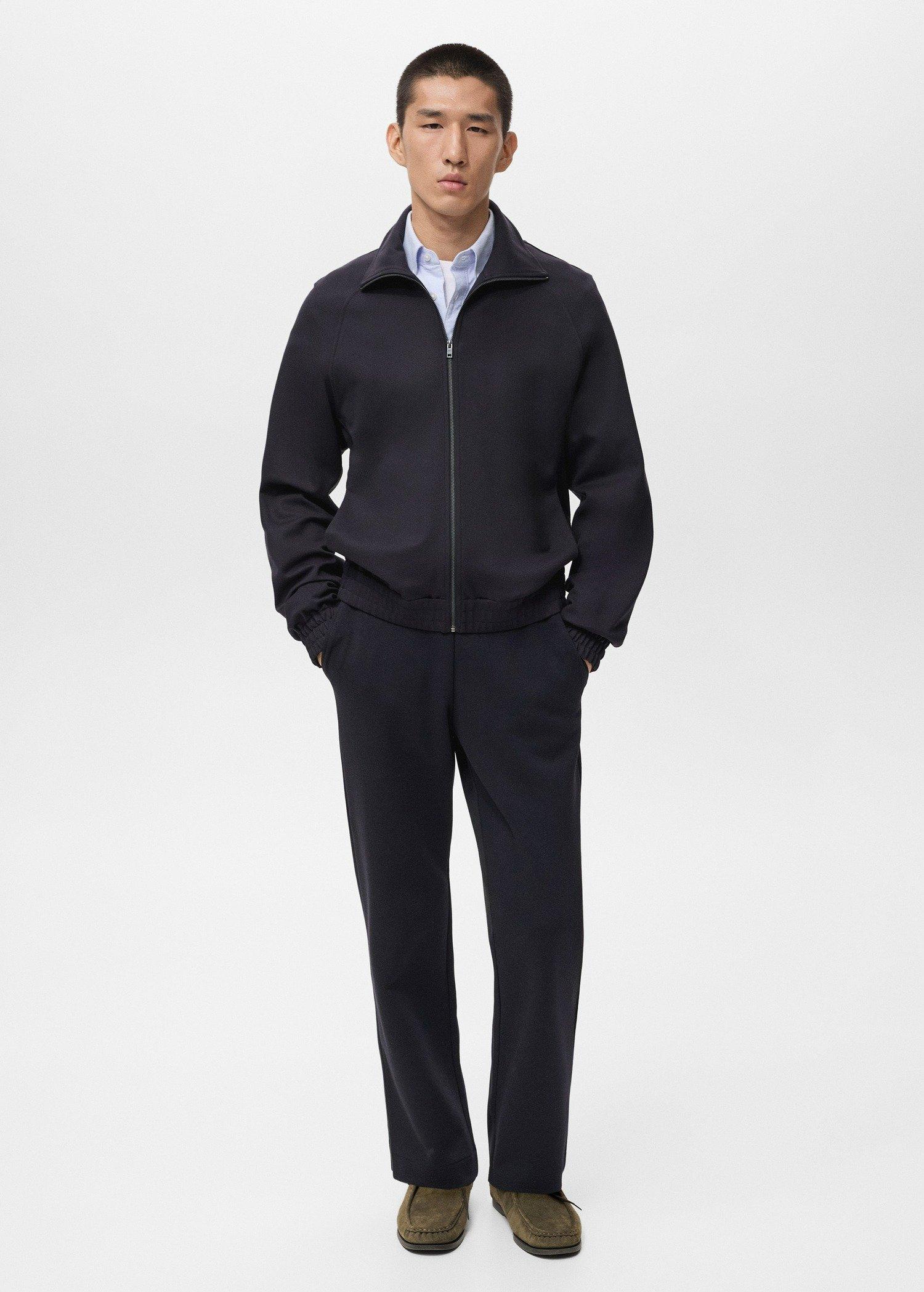 Navy Regular-Fit Zip-Up Hoodie, Navy, medium