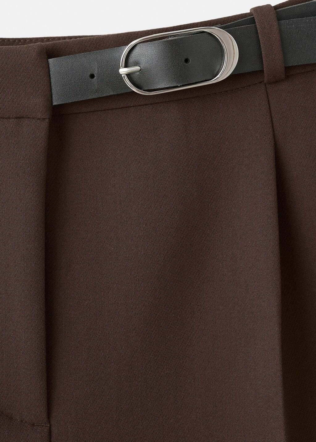Brown Combined Trousers With Belt, Brown, large image number 1
