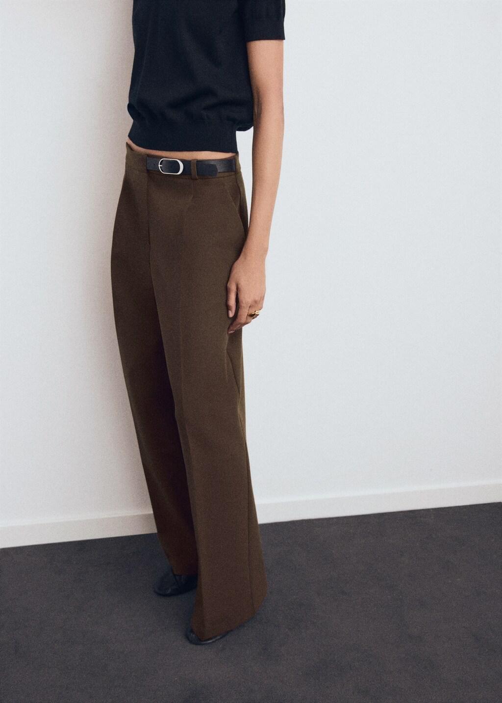 Brown Combined Trousers With Belt, Brown, large image number 3