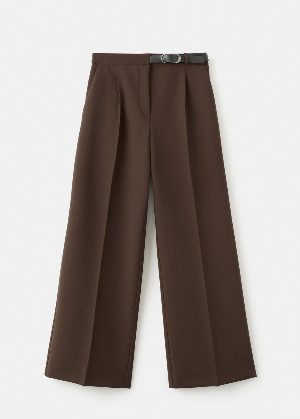 Brown Combined Trousers With Belt, Brown, large image number 5
