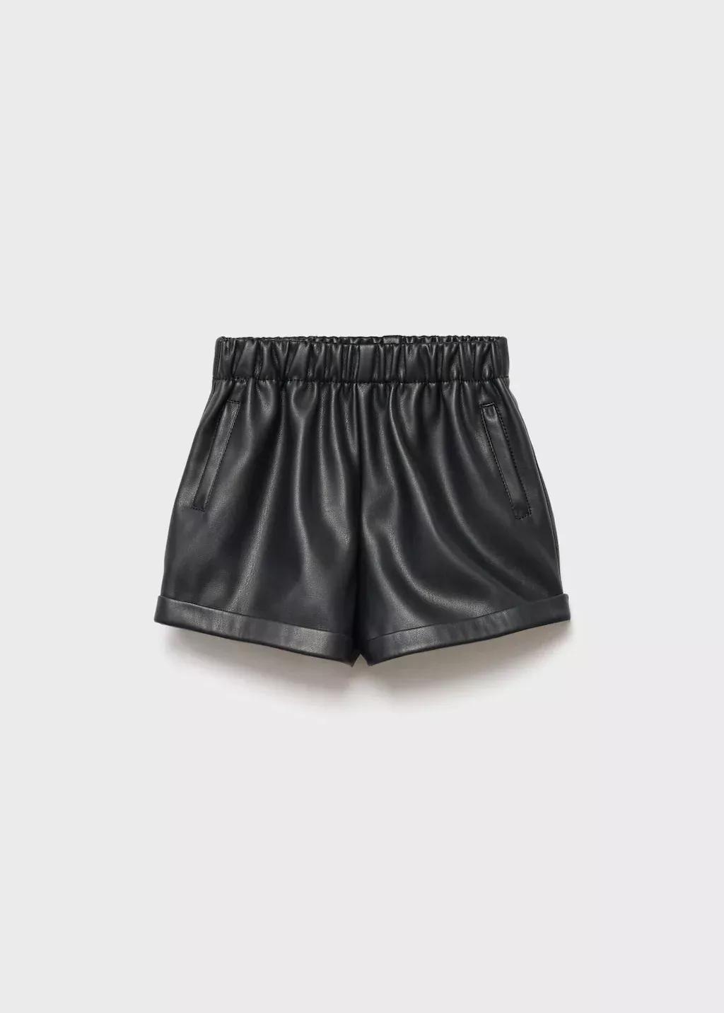 BLACK Faux-leather shorts, Baby Girl, Black, large image number 0