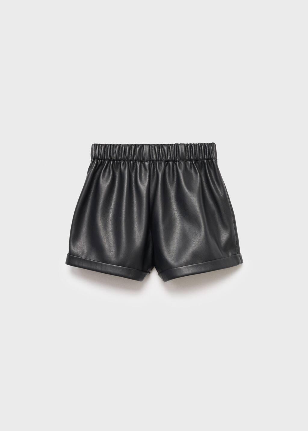 BLACK Faux-leather shorts, Baby Girl, Black, large image number 1