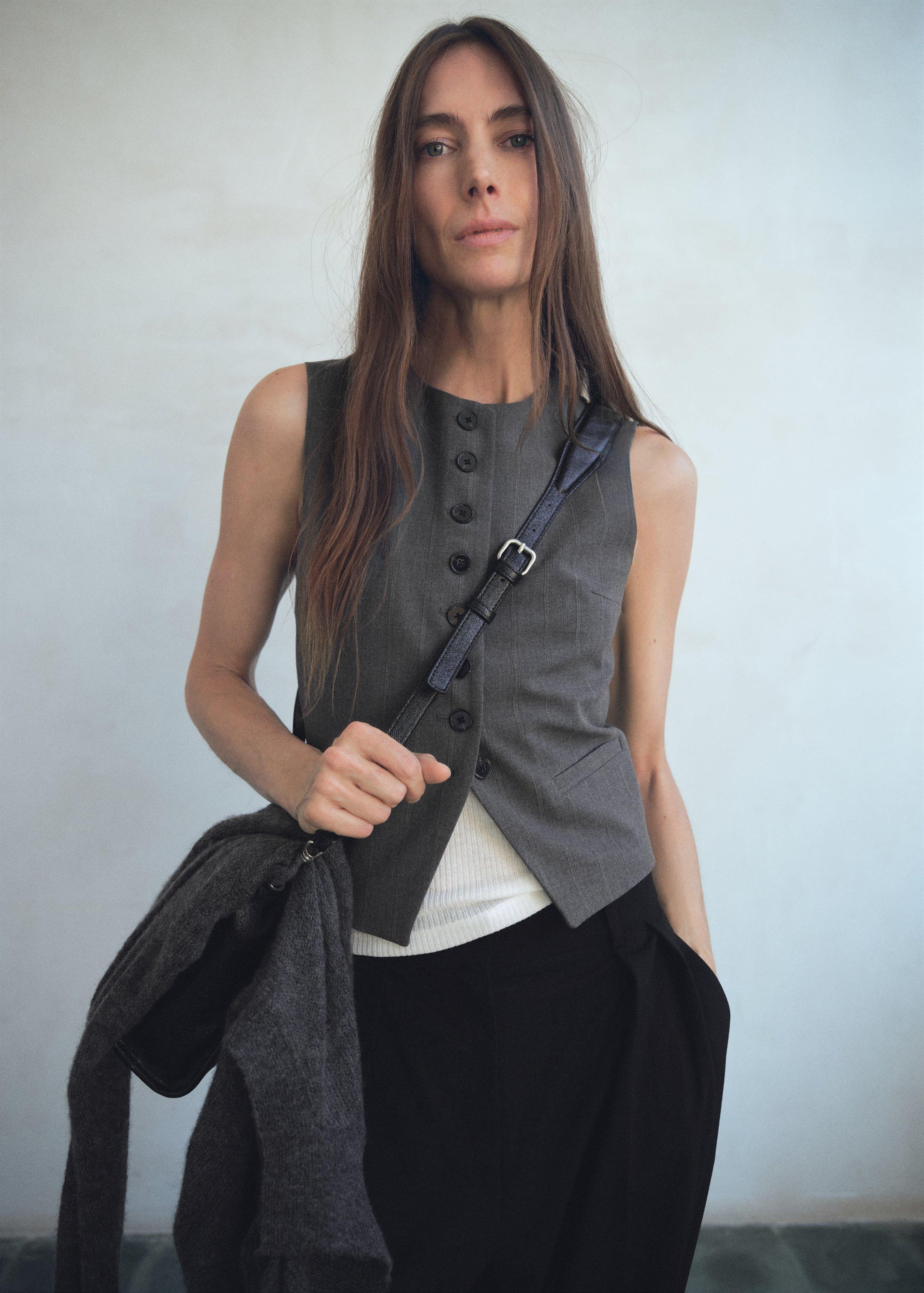 Black Waistcoat With Jewel Buttons, Black, medium