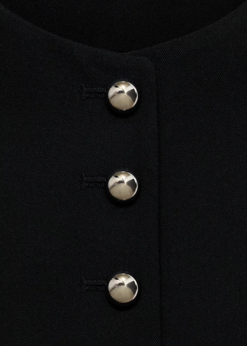 Black Waistcoat With Jewel Buttons, Black, large image number 2