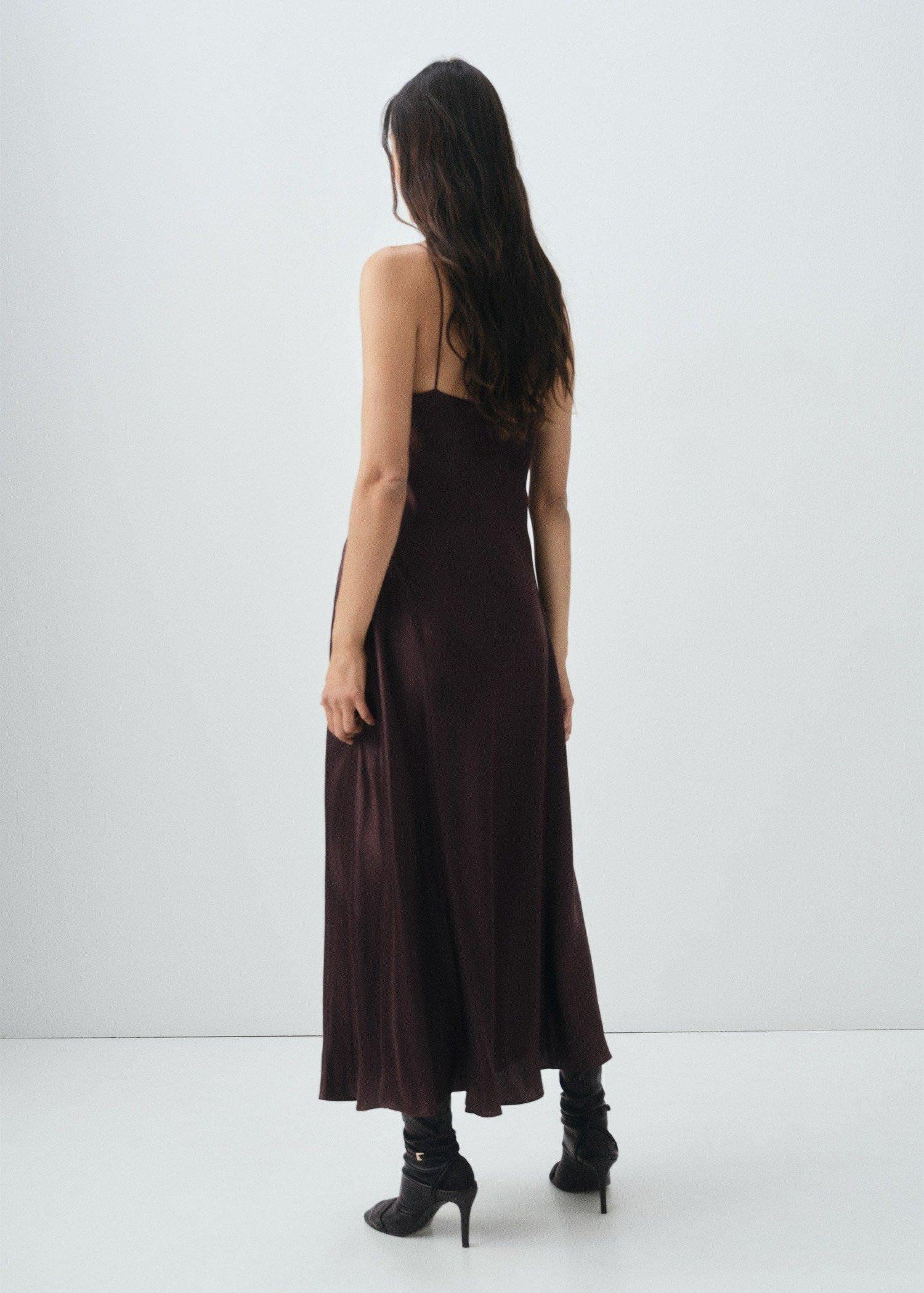Brown Silk Satin Dress, , large image number 3