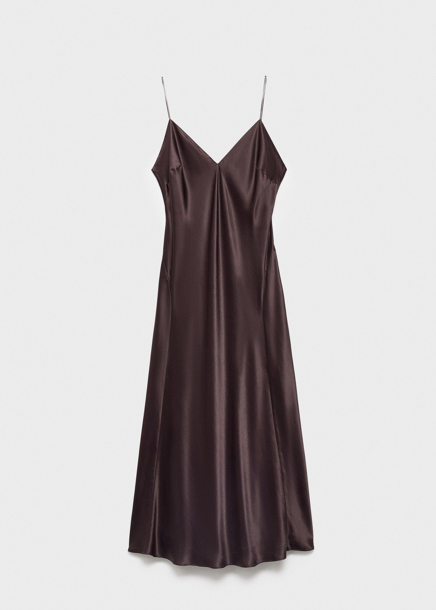 Brown Silk Satin Dress, , large image number 5