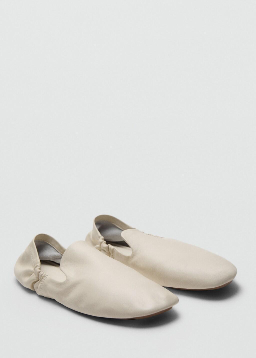 LIGHT BEIGE Gathered leather shoes, 0201_05, medium