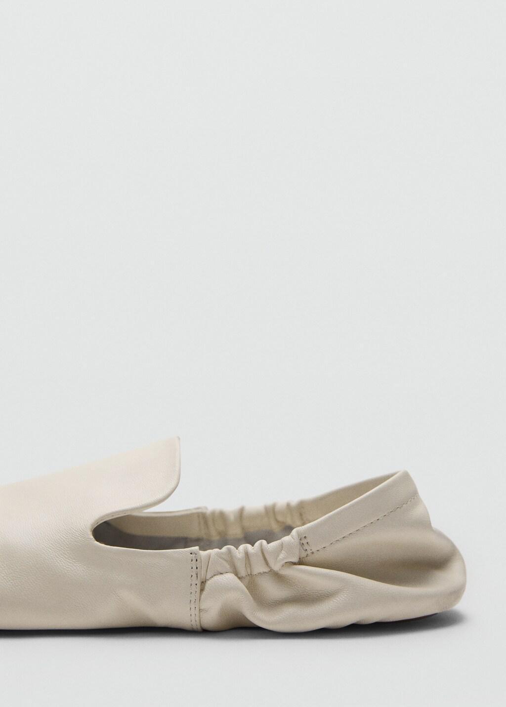 LIGHT BEIGE Gathered leather shoes, 0201_05, medium