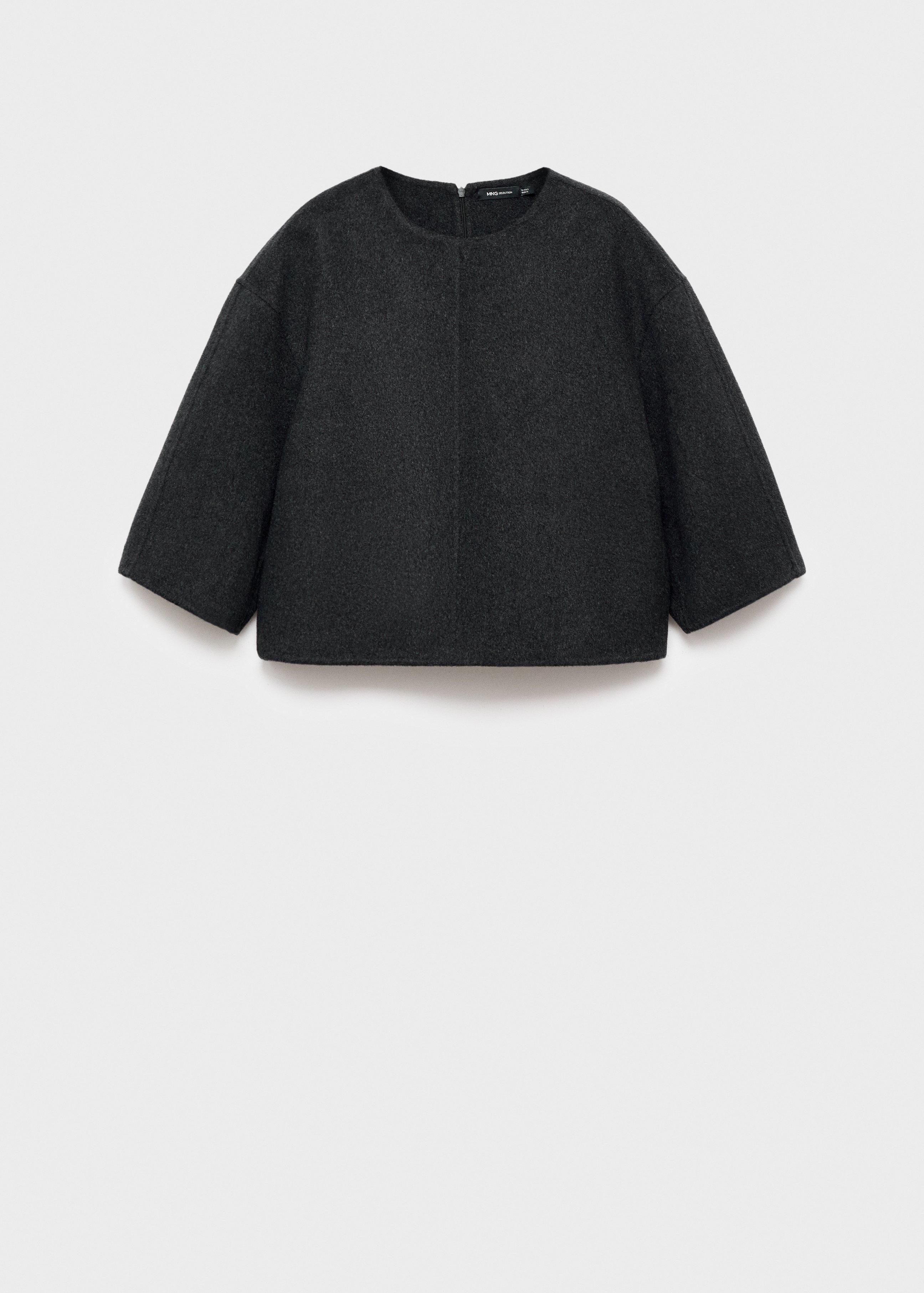 Grey Wool Top With Three-Quarter Sleeves, , large image number 4