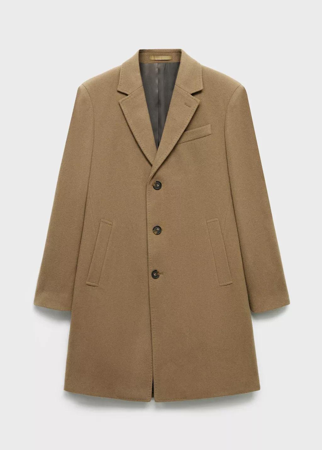 Brown Wool Overcoat, Medium Brown, large image number 1
