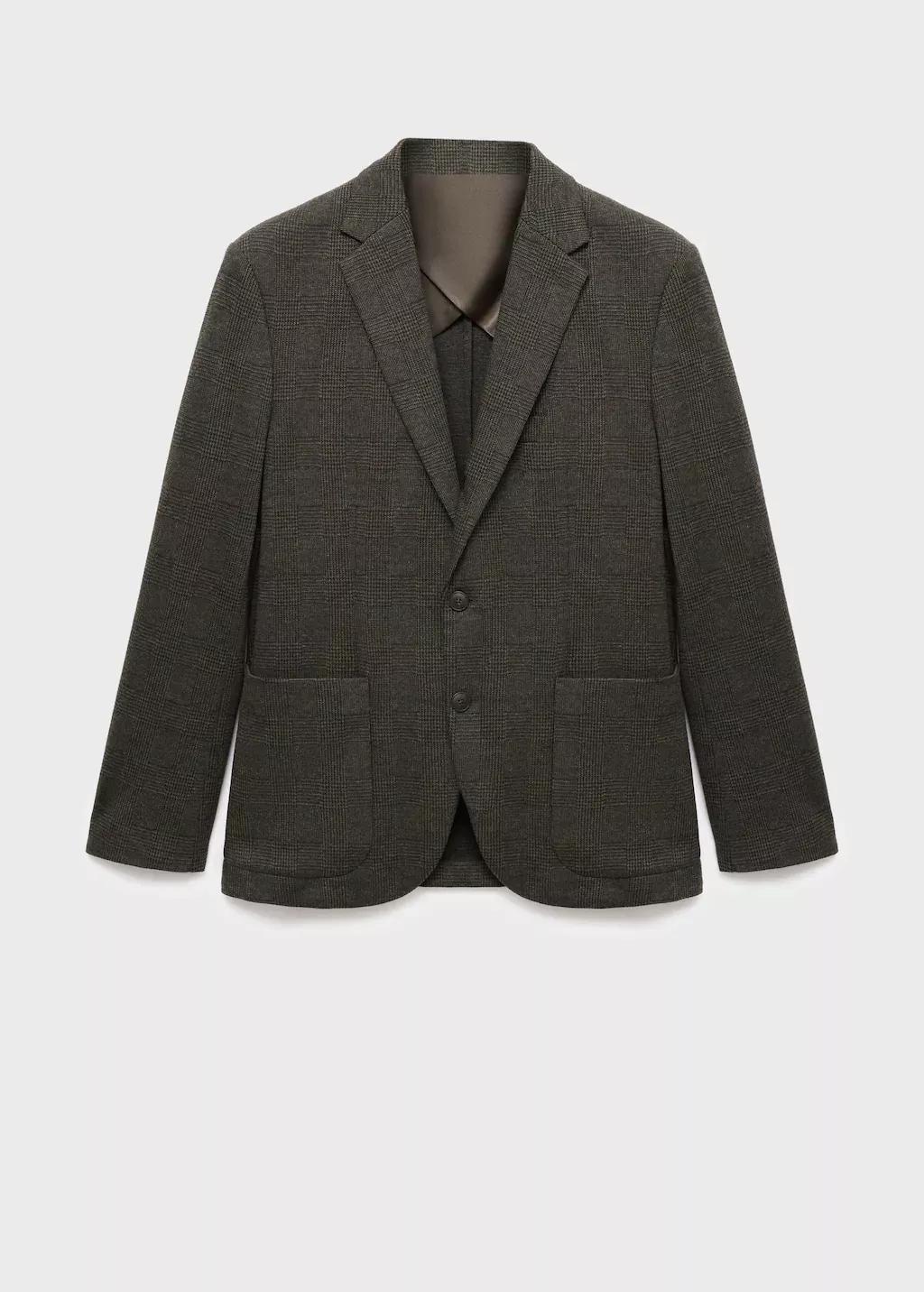 Grey Slim Fit Microstructure Blazer, Grey, medium