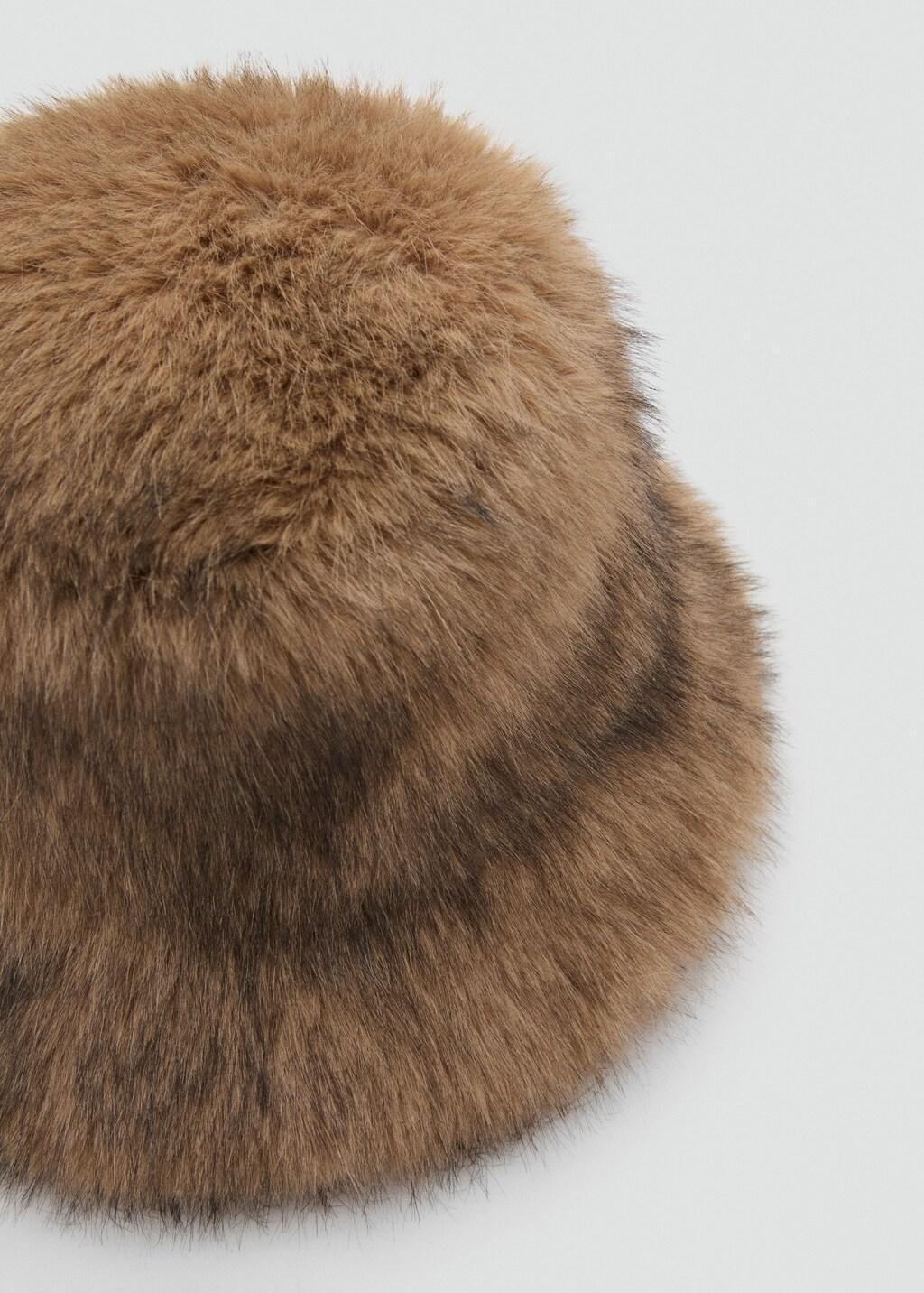 MEDIUM BROWN Faux-fur bucket hat, 0201_09, large image number 1