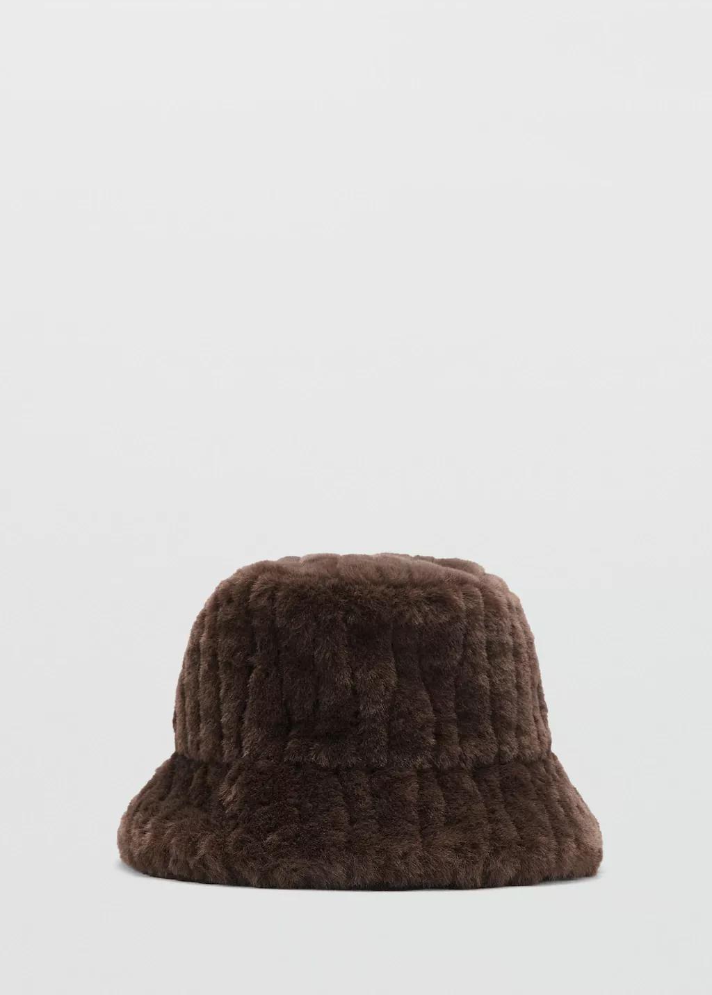 Brown Faux-Fur Bucket Hat, Dark Brown, large image number 2