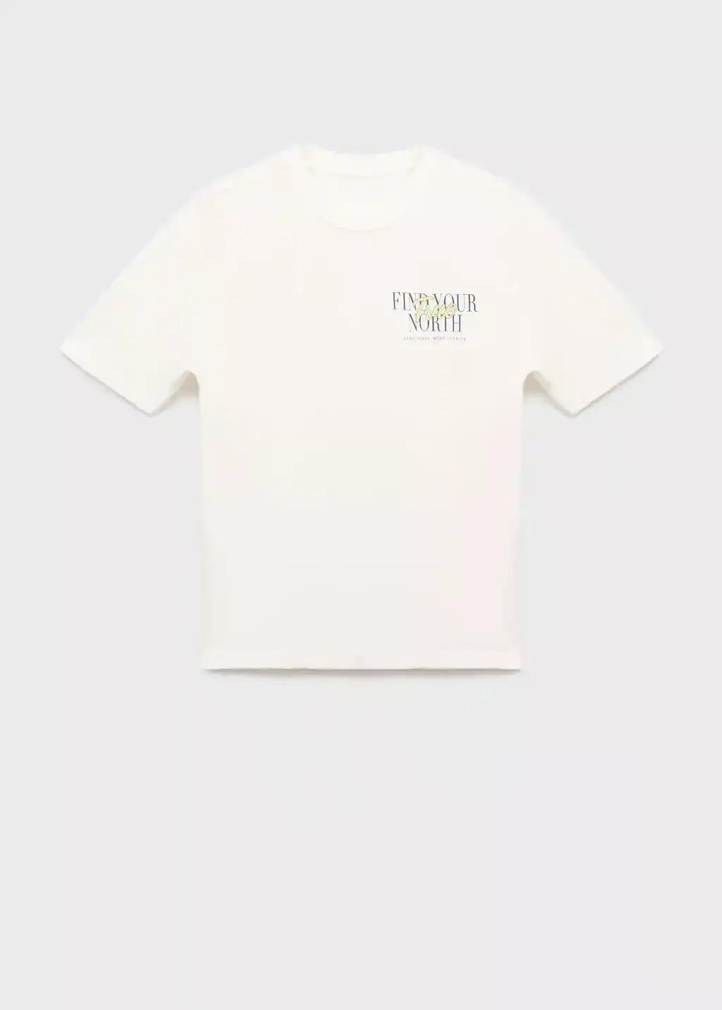 White Cotton T-Shirt Text, Natural White, medium