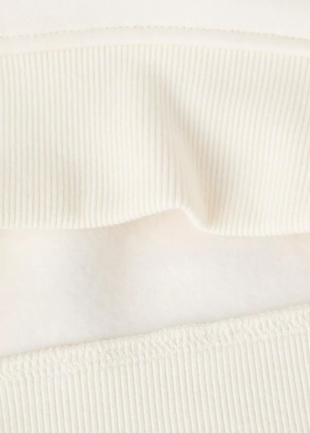 White Embroidered Cotton Sweatshirt, Kids Girl, Natural White, large image number 4