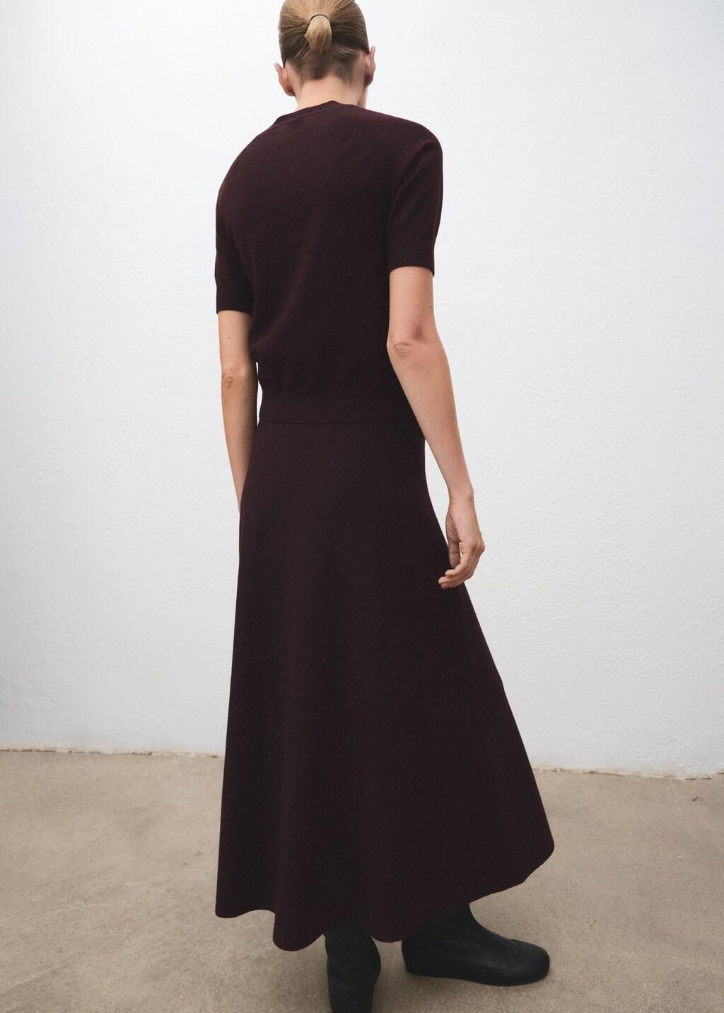 Red Wool-Blend Knitted Skirt, 0201_77, large image number 2