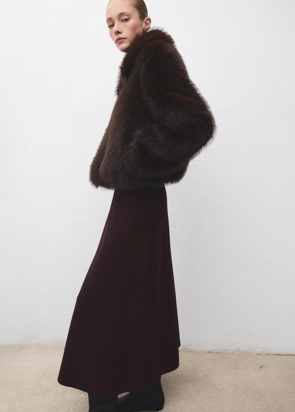 Red Wool-Blend Knitted Skirt, 0201_77, large image number 4