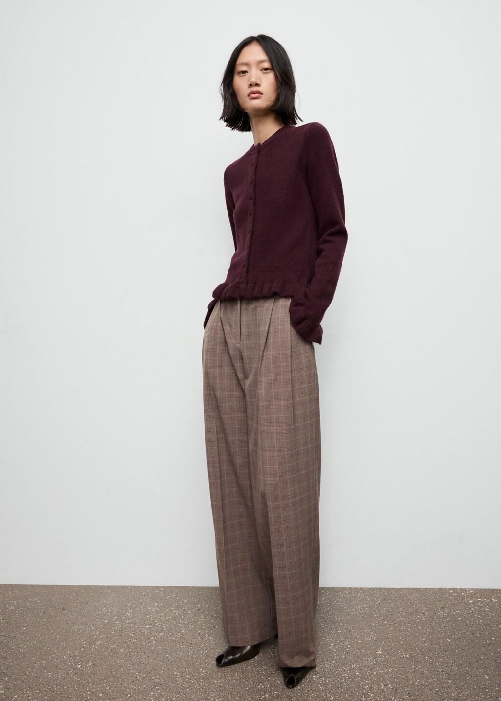 Red Ruffle Knit Cardigan, 0201_77, large image number 0