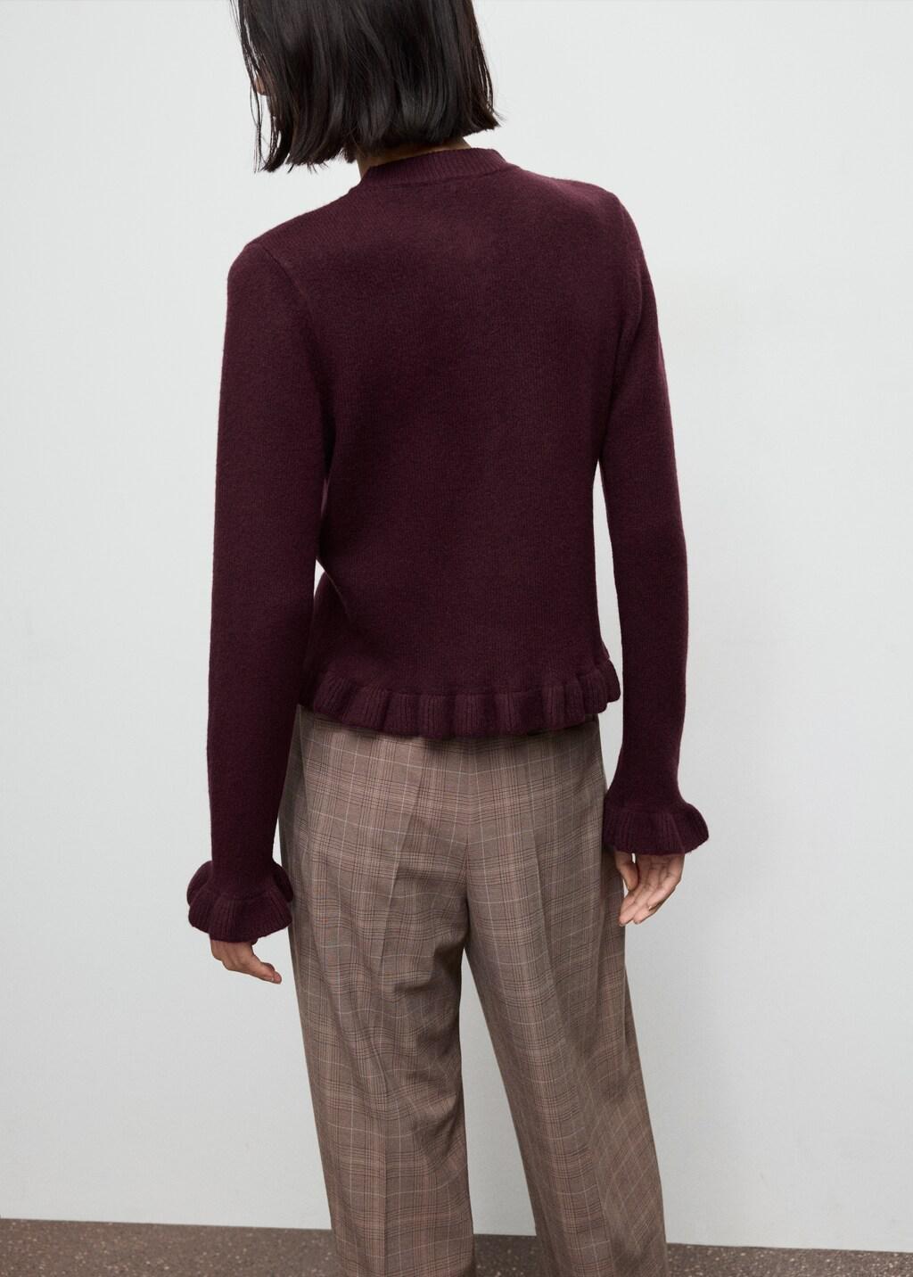 Red Ruffle Knit Cardigan, 0201_77, large image number 2