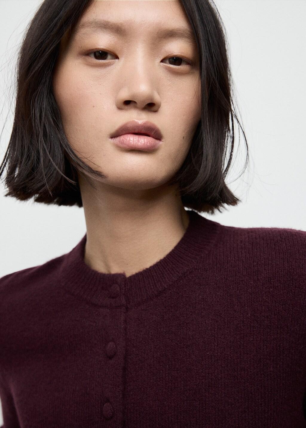 Red Ruffle Knit Cardigan, 0201_77, large image number 4