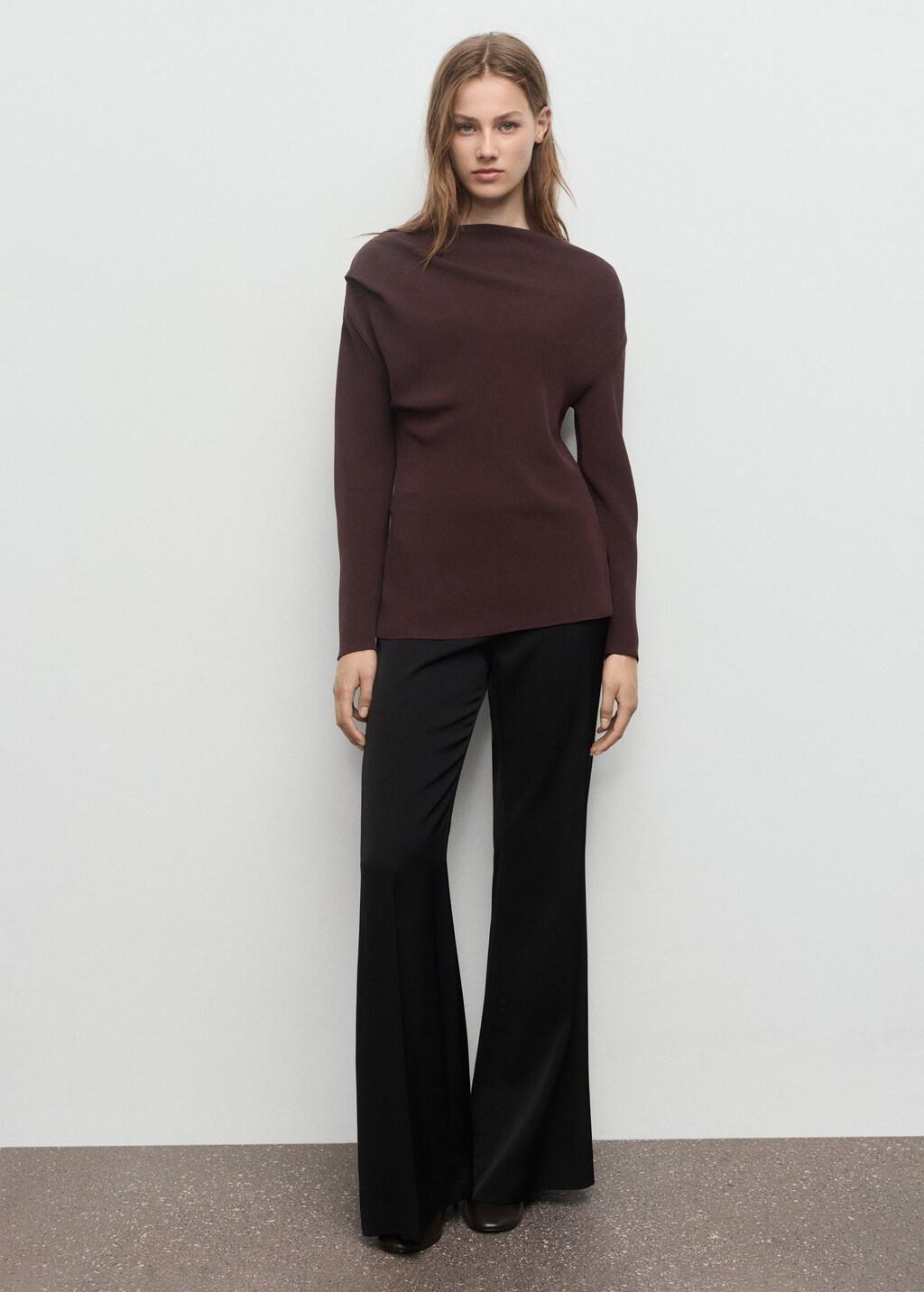 Brown Blouse With Asymmetrical Neckline, 0201_30, large image number 0