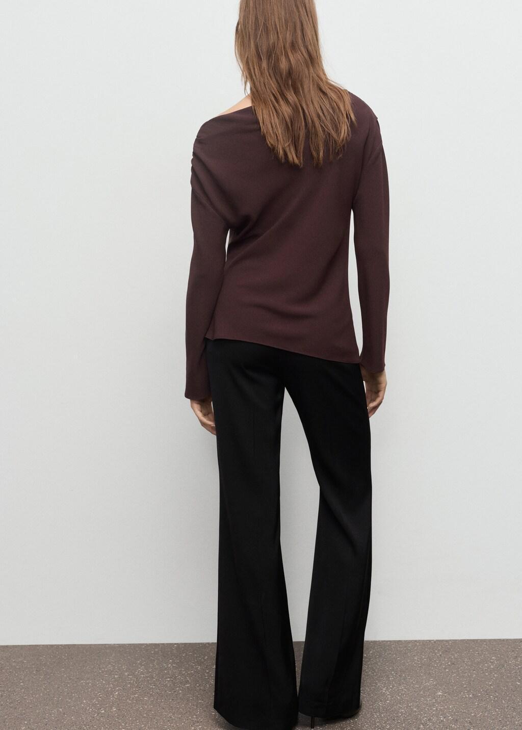 Brown Blouse With Asymmetrical Neckline, 0201_30, large image number 2