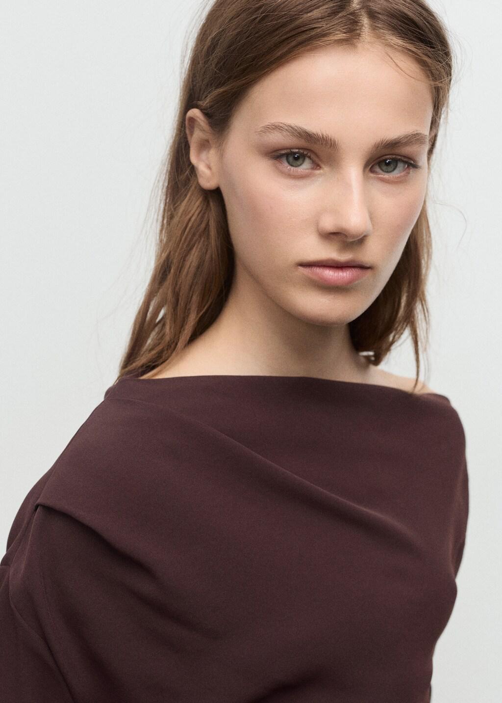 Brown Blouse With Asymmetrical Neckline, 0201_30, large image number 4