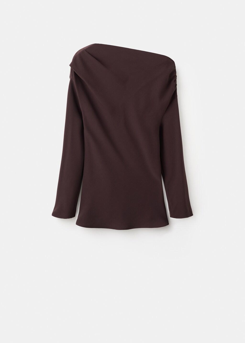 Brown Blouse With Asymmetrical Neckline, 0201_30, large image number 6