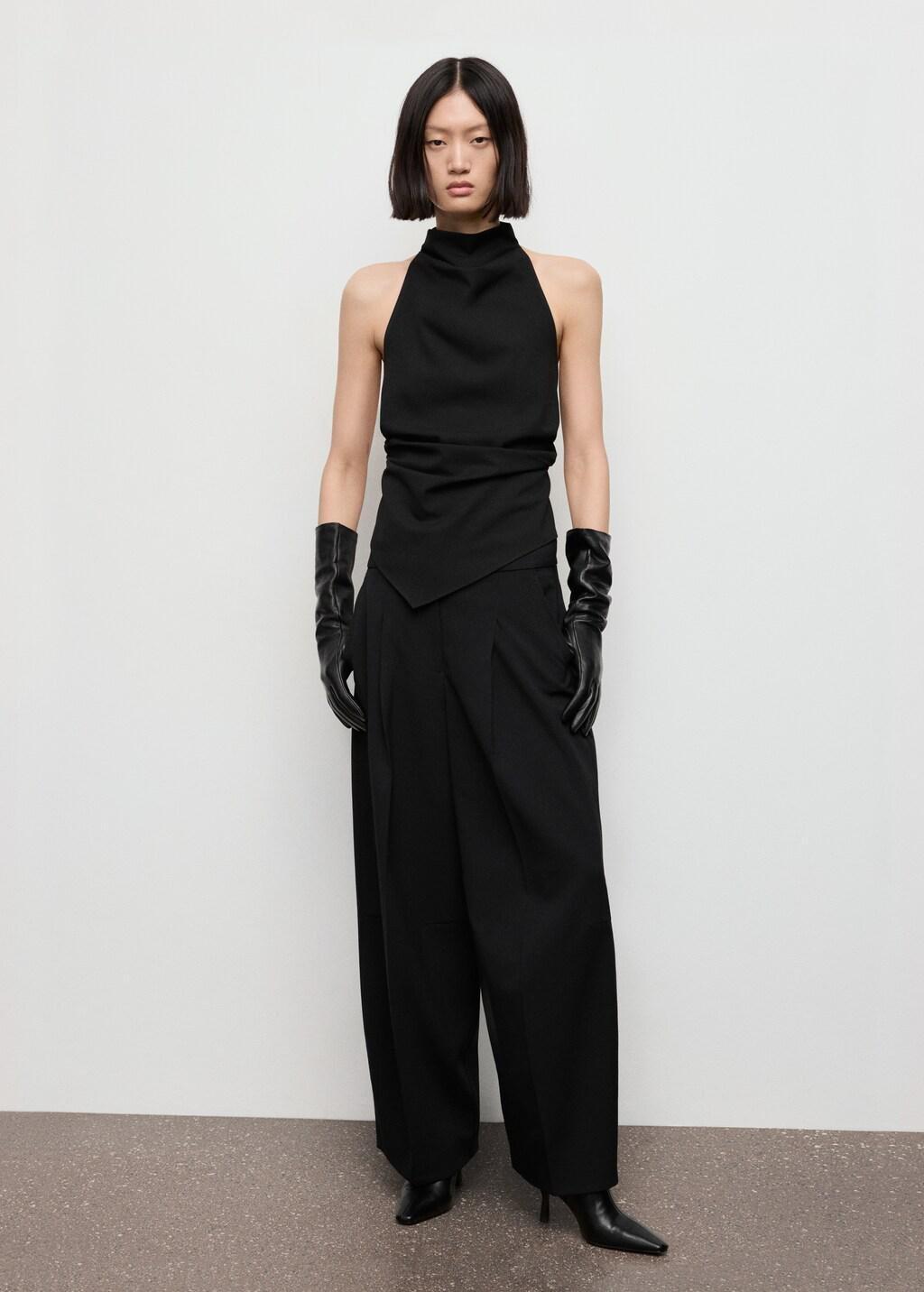 BLACK Halter top with open back, Black, large image number 0