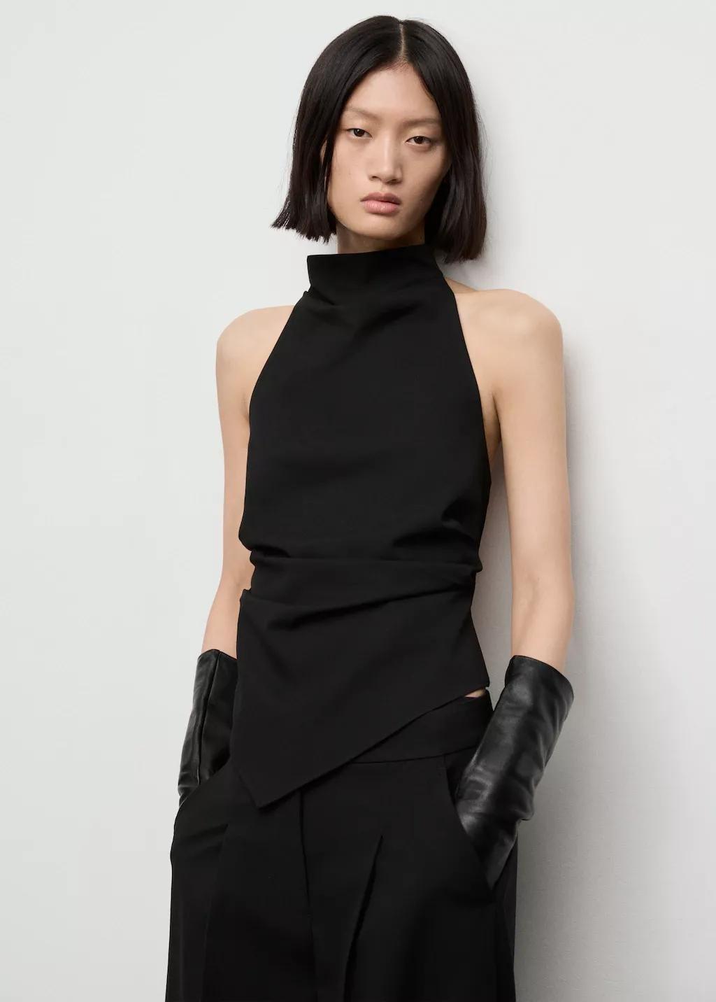 BLACK Halter top with open back, Black, large image number 3