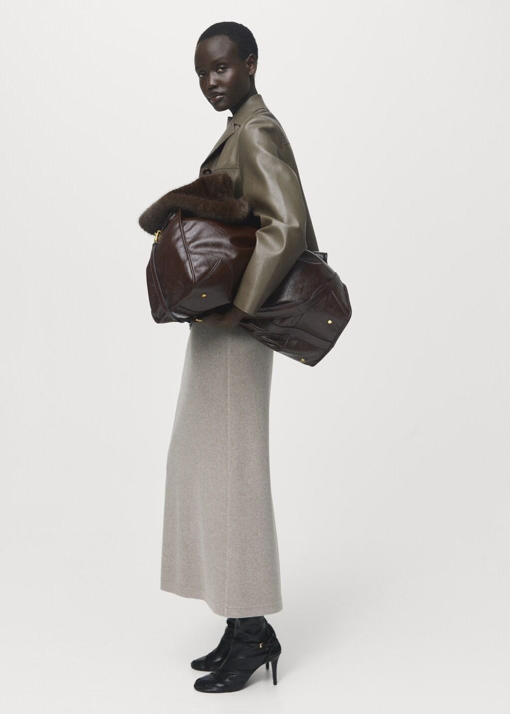 Brown Long Skirt With Elastic Waist, 0201_35, large image number 0