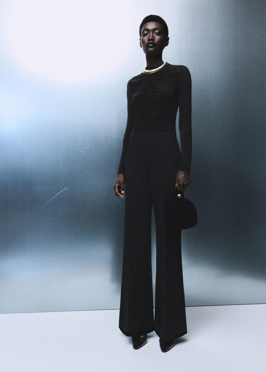 Black Combined Ruched Jumpsuit, Black, large image number 0